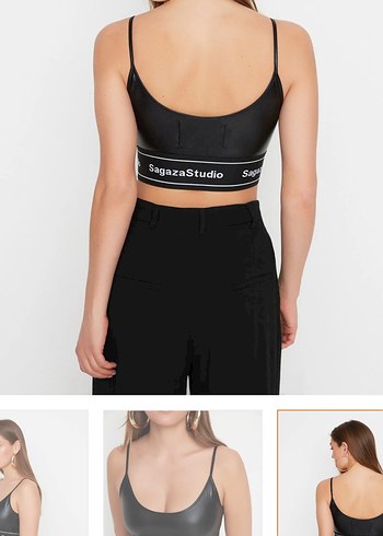 Siyah Deri Mini Atlet Bustiyer - Görsel 6