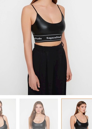 Siyah Deri Mini Atlet Bustiyer - Görsel 3