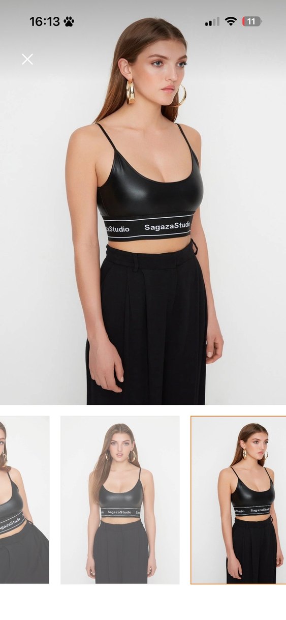 Siyah Deri Mini Atlet Bustiyer - Görsel 3