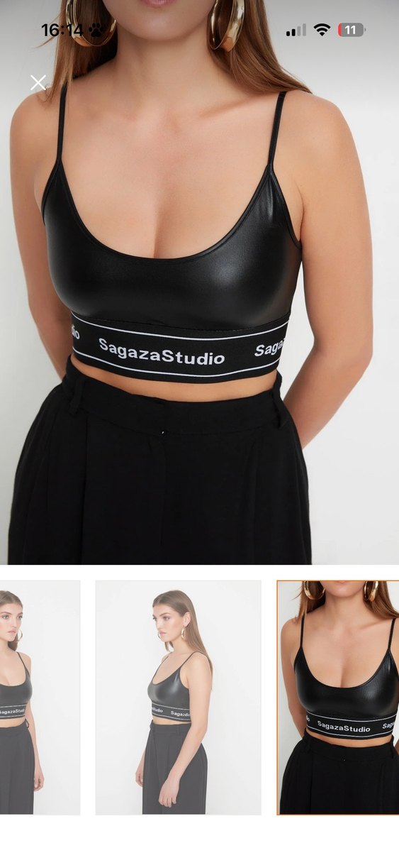 Siyah Deri Mini Atlet Bustiyer - Görsel 5