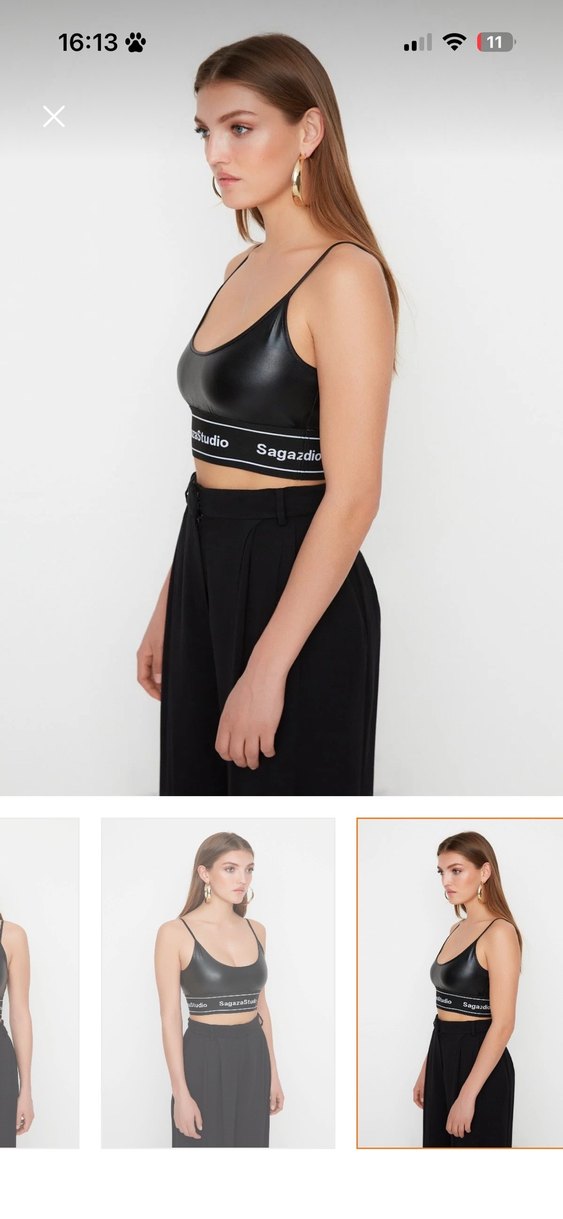 Siyah Deri Mini Atlet Bustiyer - Görsel 4