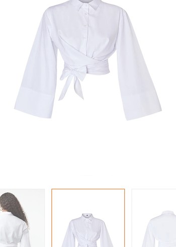 Beyaz Kuşaklı V Yaka Kadın Gömlek - Görsel 6