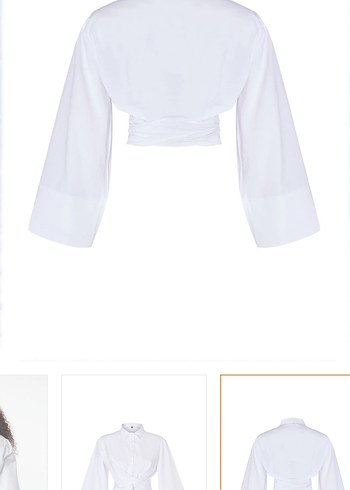 Beyaz Kuşaklı V Yaka Kadın Gömlek - Görsel 7
