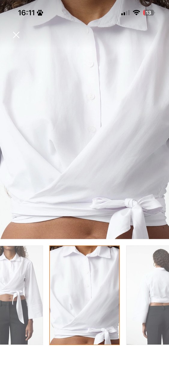 Beyaz Kuşaklı V Yaka Kadın Gömlek - Görsel 4