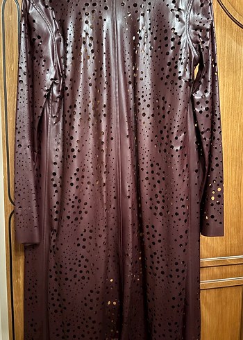 Uzun bordo kadın kap - Görsel 5