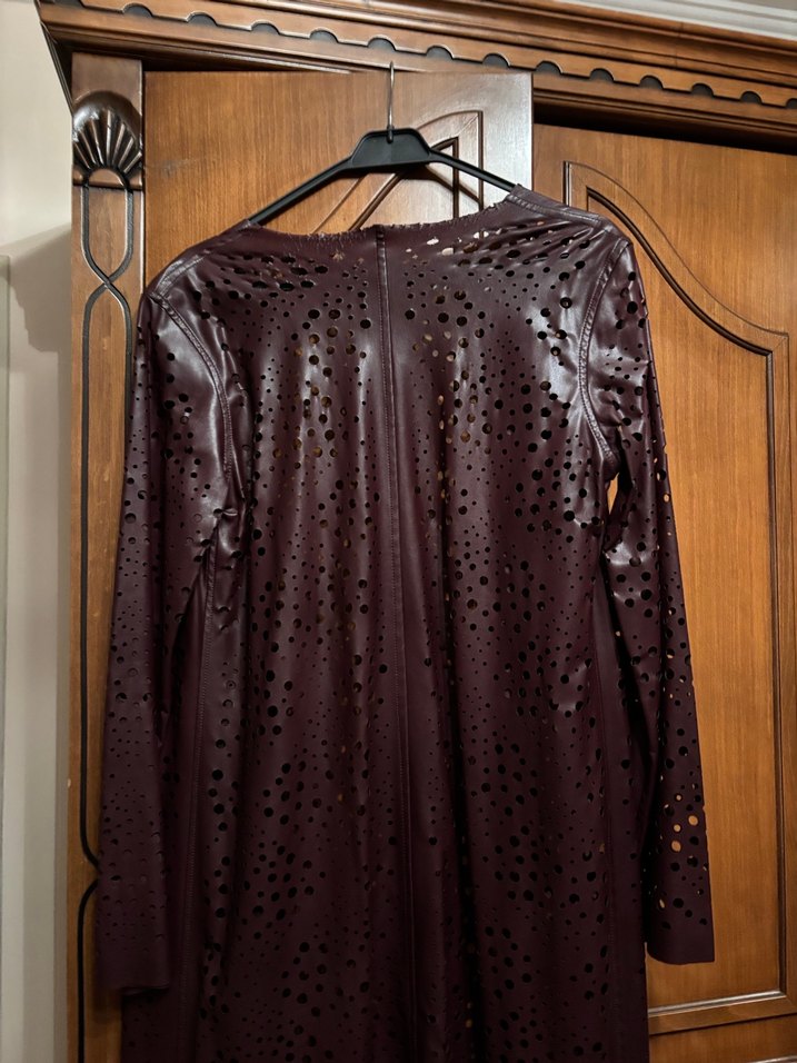 Uzun bordo kadın kap - Görsel 4