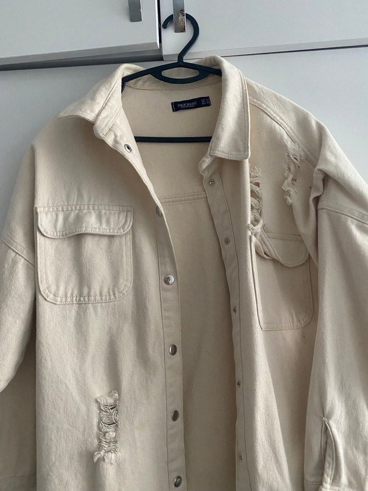 Bej Düğmeli Uzun Kollu Kadın Keten Gömlek - Görsel 2