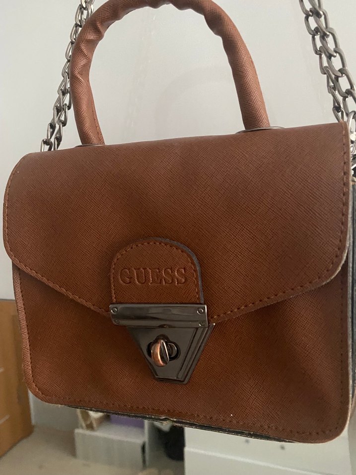 Zincir Detaylı Kahverengi Deri Kadın Çanta - Görsel 2