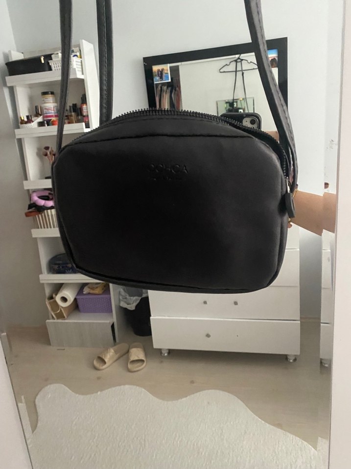 Siyah Deri Minimalist Gotik Çanta - Görsel 2