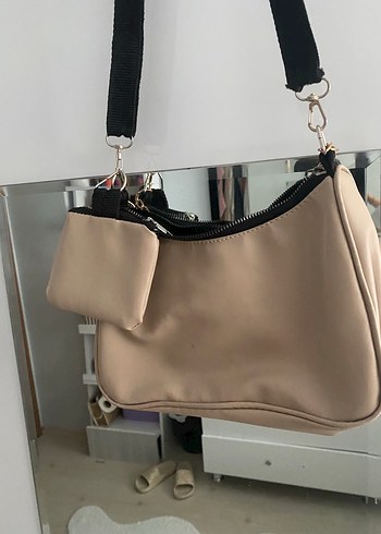 Bej Deri Baskılı Kadın Omuz Çantası - Görsel 2