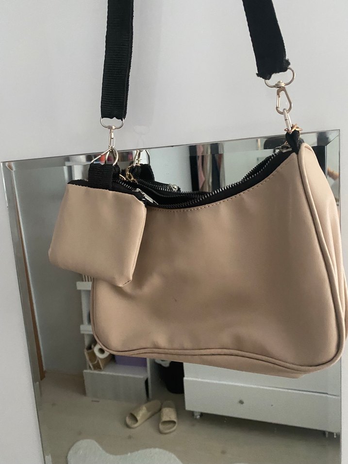 Bej Deri Baskılı Kadın Omuz Çantası - Görsel 2