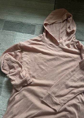 Diğer Pembe Kapüşonlu Uzun Kollu Kadın Sweatshirt