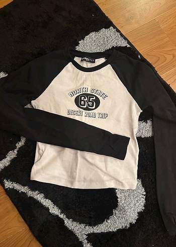 Kızlar için Siyah Beyaz Uzun Kollu Tişört - Görsel 2