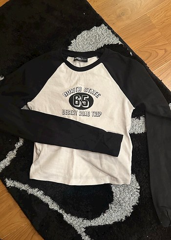 Kızlar için Siyah Beyaz Uzun Kollu Tişört - Görsel 6