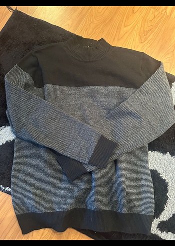 Gri Erkek Triko Bisiklet Yaka Kazak - Görsel 3