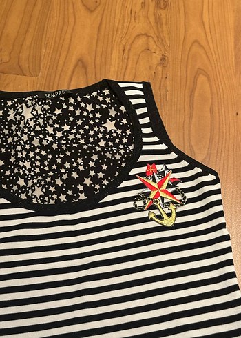 Siyah Beyaz Çizgili Kadın Atlet - Görsel 4