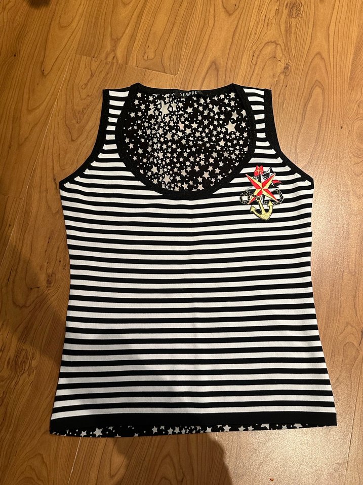 Siyah Beyaz Çizgili Kadın Atlet - Görsel 2