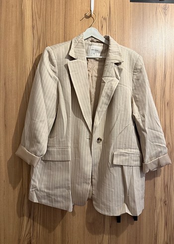 Bej Kadın Keten Blazer Ceket