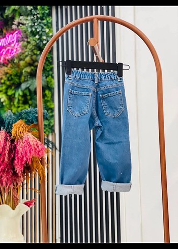 erkek yırtık Çocuk Mavi Bağcıklı Kot Pantolon 8 - Görsel 2