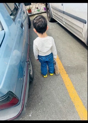 erkek yırtık Çocuk Mavi Bağcıklı Kot Pantolon 8 - Görsel 4