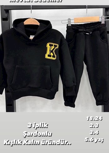 Erkek Çocuk Siyah Kapüşonlu Sweatshirt ve Eşofman - Görsel 2