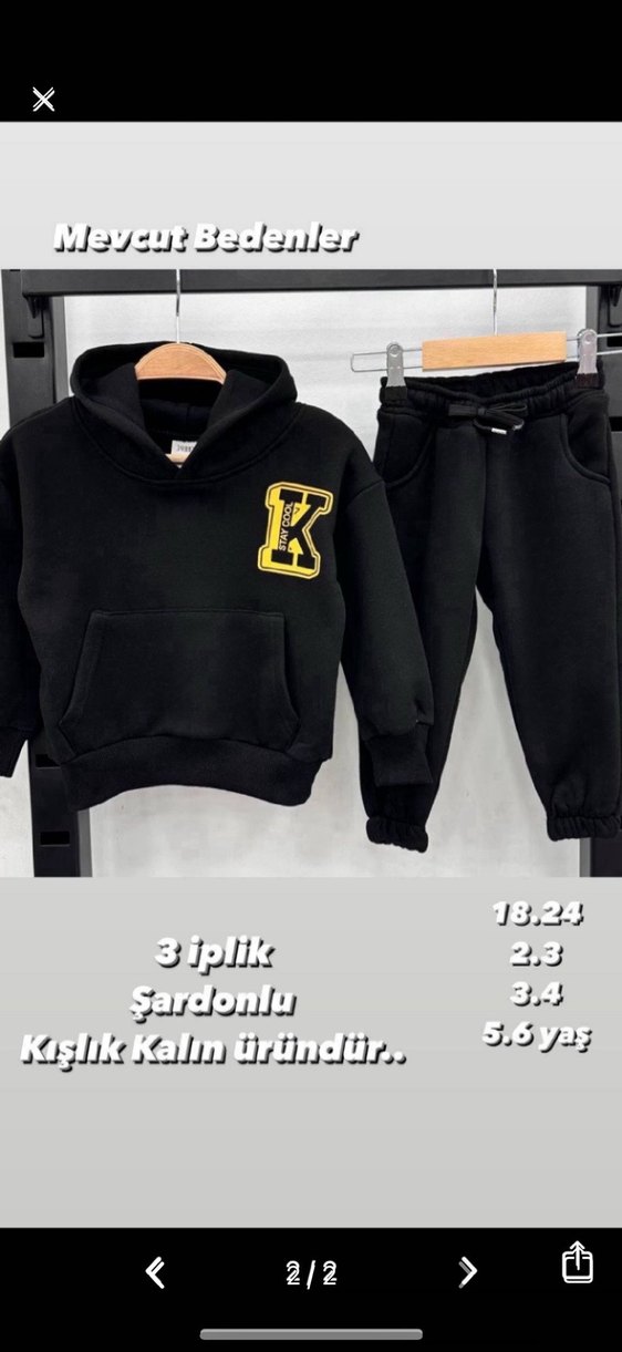 Erkek Çocuk Siyah Kapüşonlu Sweatshirt ve Eşofman - Görsel 2