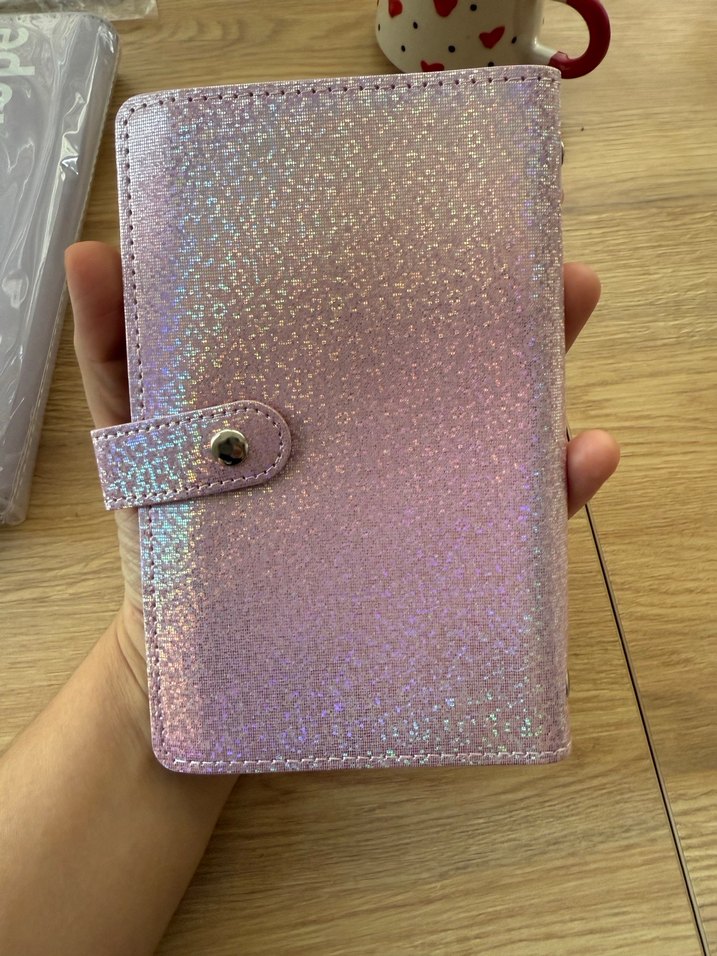 Pembe Parlak Deri Kadın Cüzdan bütce planlayıçı simli - Görsel 2