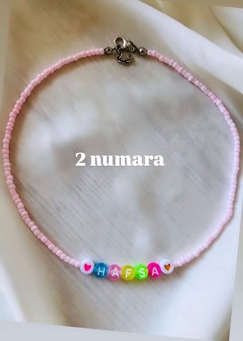 Beden pembe Renk Pembe Boncuklu Kısa Bohem Kolye