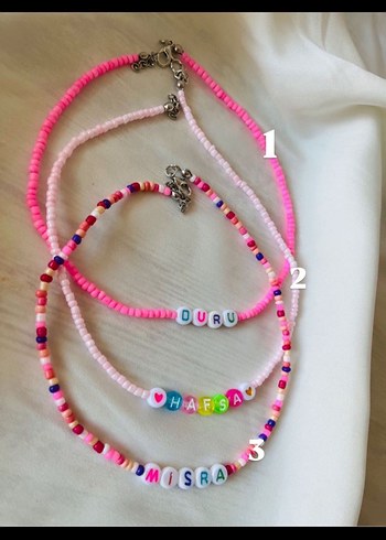 Pembe Boncuklu Kısa Bohem Kolye