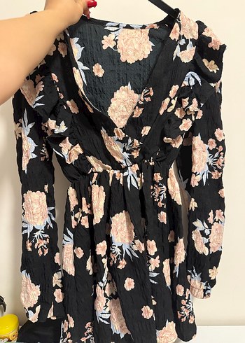 Trendyol & Milla Pembe Çiçekli Uzun Kollu Midi Elbise