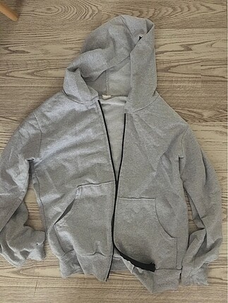Gri Fermurlı Sweatshirt