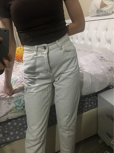 beyaz krem pantolon jean