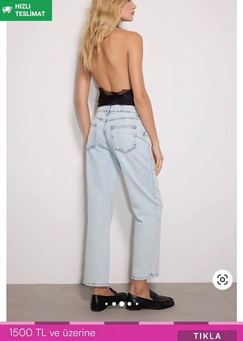 Yüksek Bel Düz Kesim Straight Jeans - Görsel 6