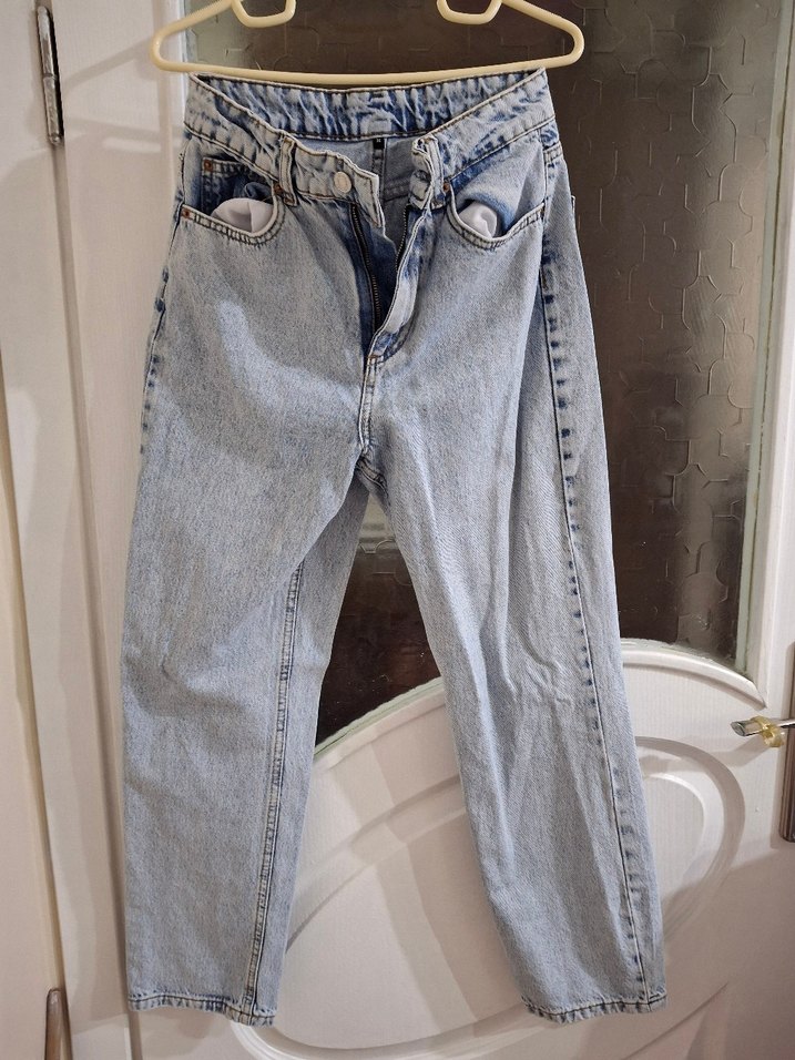 Yüksek Bel Düz Kesim Straight Jeans - Görsel 3