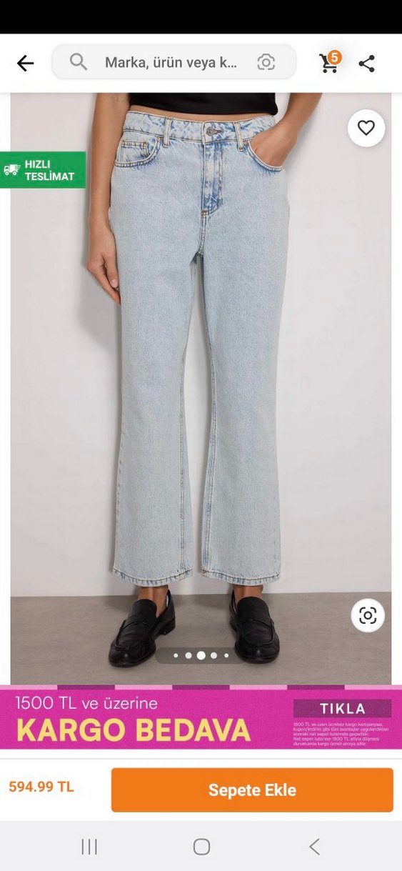 Yüksek Bel Düz Kesim Straight Jeans - Görsel 5