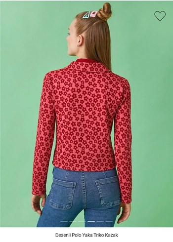 Desenli Polo Yaka Triko Kazak - Görsel 2