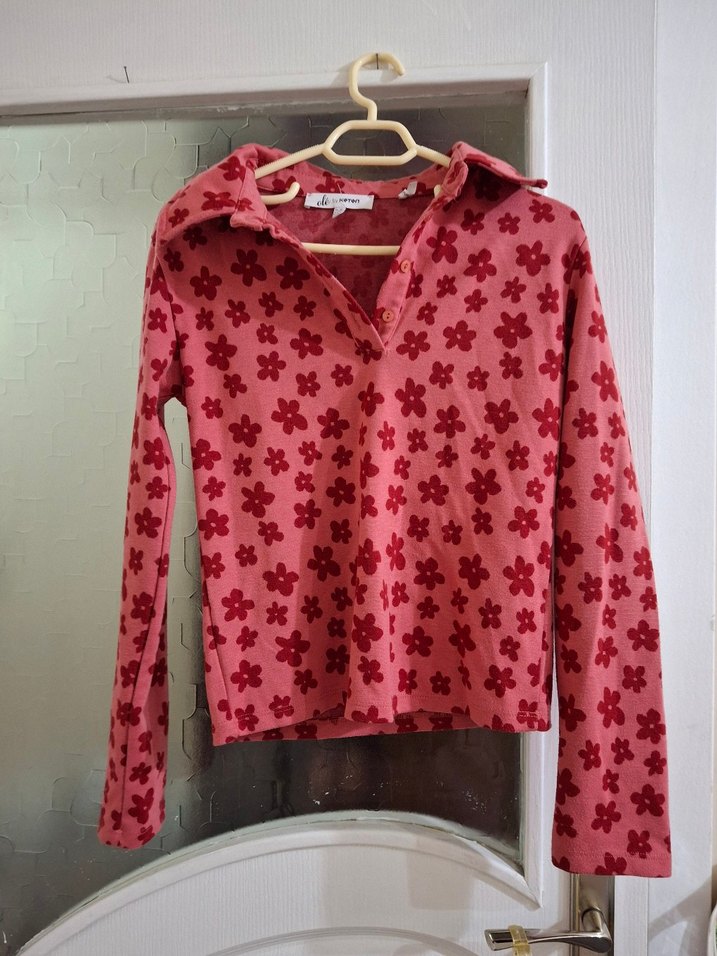 Desenli Polo Yaka Triko Kazak - Görsel 4