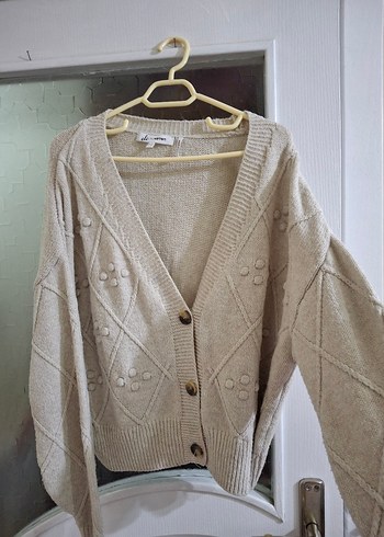 Düğmeli Crop Hırka V Yaka Düğmeli - Görsel 7