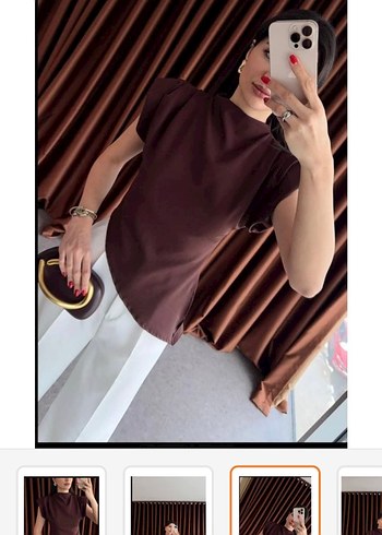 Kahverengi Vatkalı Bluz - Görsel 2