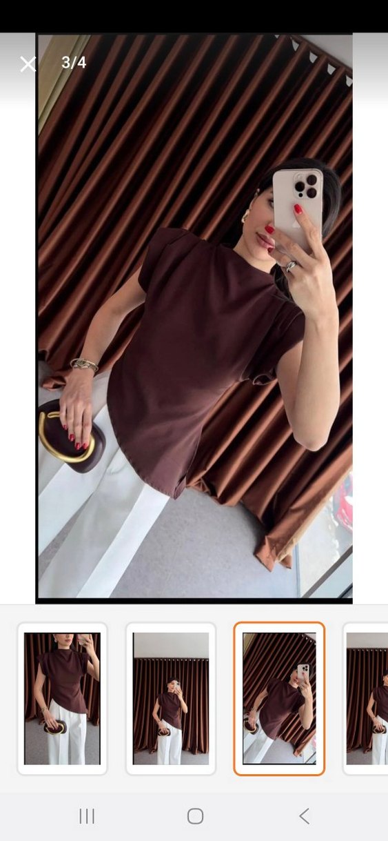 Kahverengi Vatkalı Bluz - Görsel 2