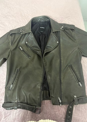 Pull and bear suni deri biker ceket - Görsel 2
