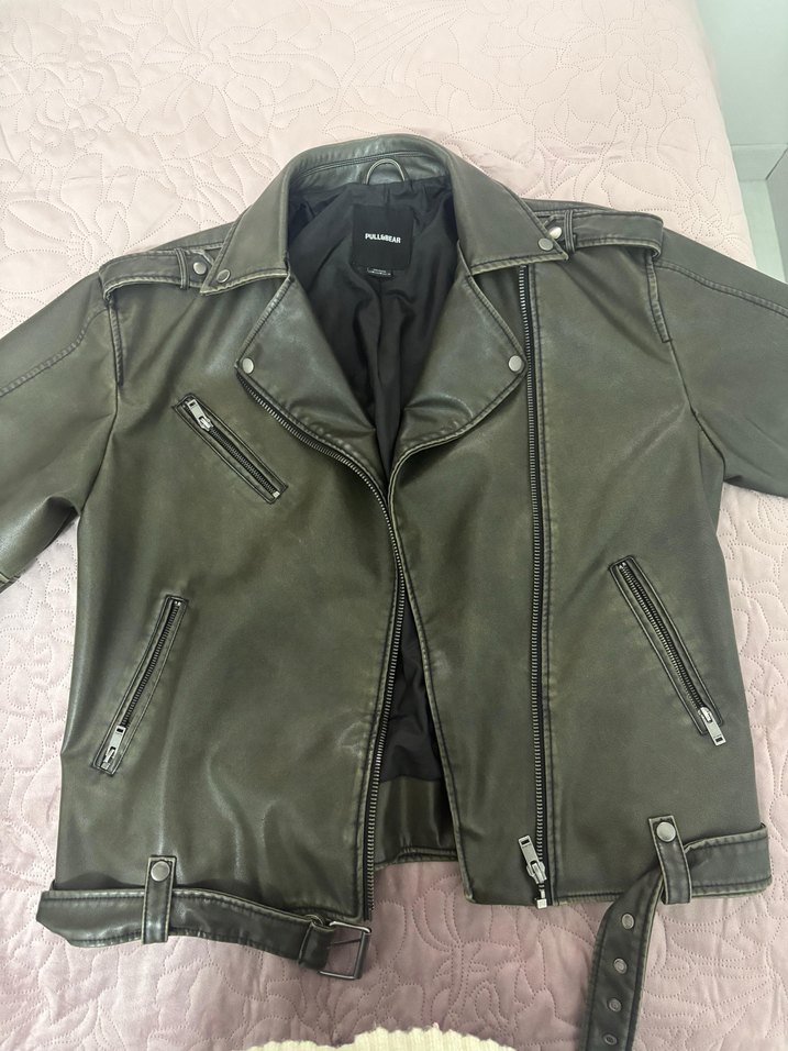 Pull and bear suni deri biker ceket - Görsel 2