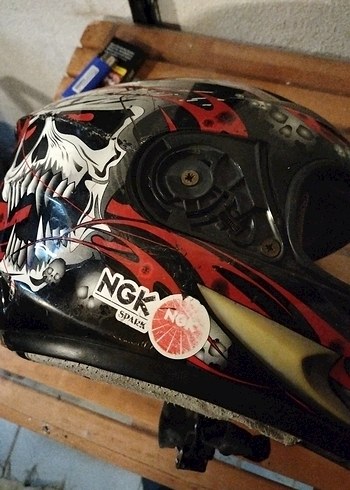 Desenli Siyah Seramik Motosiklet Kaskı - Görsel 2