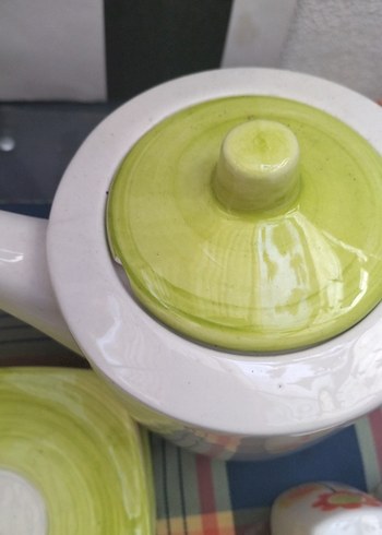 Çiçek Desenli Renkli Porselen Çay Seti - Görsel 4