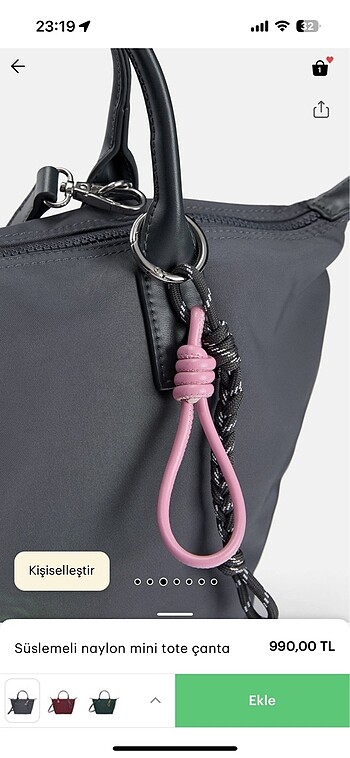 Beden Süslemeli naylon mini tote çanta