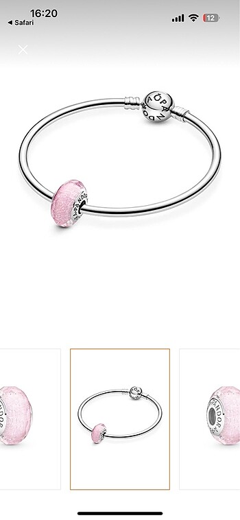 Pandora Pembe parlak murano cam charm