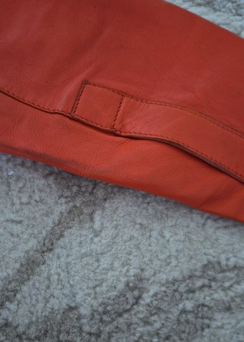 Massimo Turuncu Deri Kadın Gömlek - Görsel 6