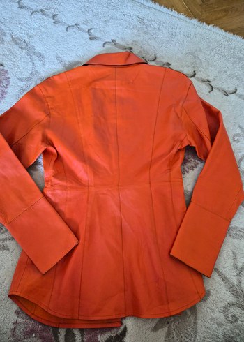 Massimo Turuncu Deri Kadın Gömlek - Görsel 5