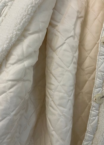 40 Beden beyaz Renk Beyaz Peluş Kadın Midi Ceket