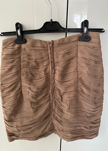 Bej Pilili Mini İpekyol marka etek - Görsel 5